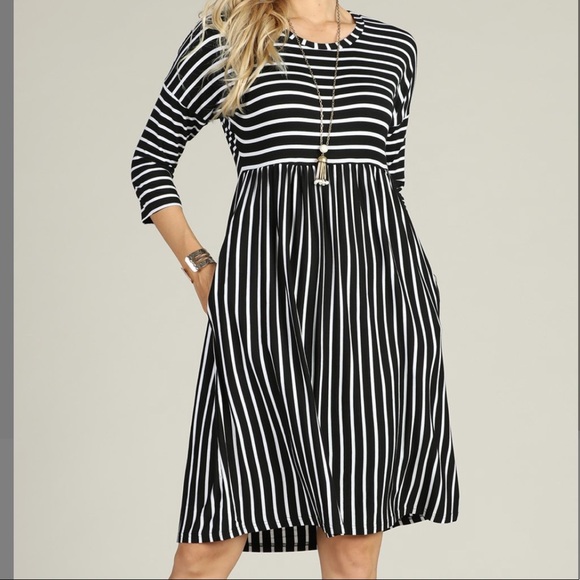 Striped A-Line Dress - Picture 1 of 4